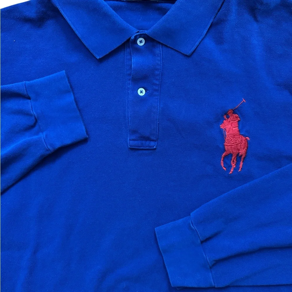 Polo Ralph Lauren Men’s Long Sleeve Polo Shirt Size 2XLT Tall Blue Big Pony Logo